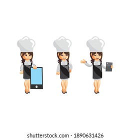 Chef Woman character Mascot creation Illustration Template Pose Set