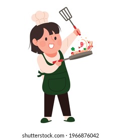Chef woman character vector illustration. Illustration of a person about a job.