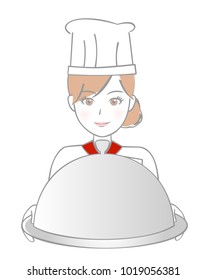Chef woman with cloche