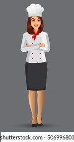 Chef woman illustration, cartoon cook icons design template elements for your brochure, banner and web.