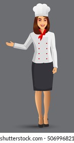 Chef woman illustration, cartoon cook icons design template elements for your brochure, banner and web.