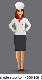 Chef woman illustration, cartoon cook icons design template elements for your brochure, banner and web.