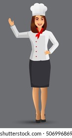 Chef woman illustration, cartoon cook icons design template elements for your brochure, banner and web.