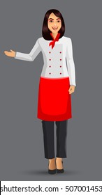 Chef woman illustration, cartoon cook icons design template elements for your brochure, banner and web.