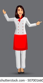 Chef woman illustration, cartoon cook icons design template elements for your brochure, banner and web.