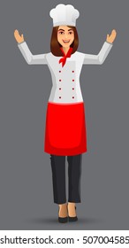 Chef woman illustration, cartoon cook icons, restaurant chef hats design template elements for your brochure, banner and web.
