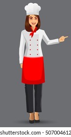 Chef woman illustration, cartoon cook icons, restaurant chef hats design template elements for your brochure, banner and web.