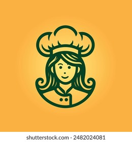 chef woman logo design isolated, chef woman icon concept good for logo or symbol.