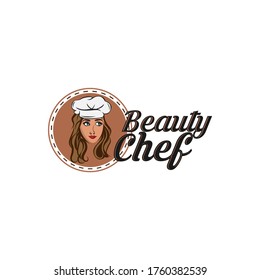 Chef woman mascot character logo vector,Beautiful chef logo. Girl character.EPS 10