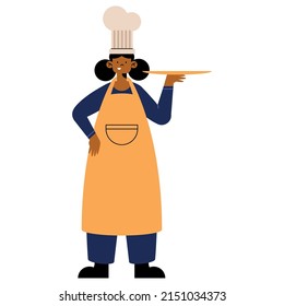 chef woman profession with tray
