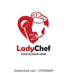 chef woman silhouette with heart isolated on white background