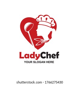 chef woman silhouette with heart isolated on white background