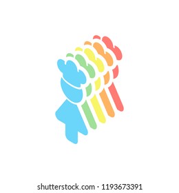 Chef woman simple silhouette. Kitchen icon. Stack of colorful isometric icons on white background