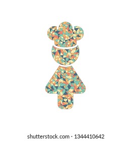 Chef woman simple silhouette. Kitchen icon. Colored mosaic with polygons