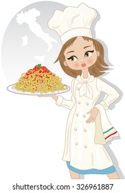 Chef Woman with Spaghetti