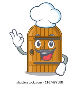 Chef wooden door isolated on character cartoon