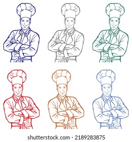 Chef In Working Uniform Vector Illustration
