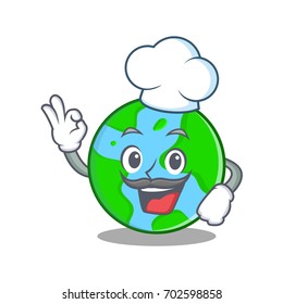 Chef world globe character cartoon