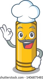 Chef yellow crayon in the cartoon shape