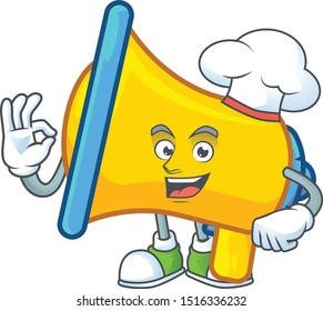 Chef yellow loudspeaker electronic in cartoon character