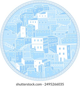 Chefchaouen moroccan blue city abstract illustration