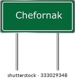 Chefornak , Alaska , road sign green vector illustration, road table, USA city