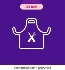 Chef's Apron with Cutlery Picture Vector Icon, The outlined symbol of pinafore with knife and fork pattern. Simple, modern flat vector illustration for mobile app, website or desktop app 