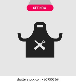 Chef's Apron Vector Icon, The symbol of pinafore with fork and knife pattern. Simple, modern flat vector illustration for mobile app, website or desktop app 