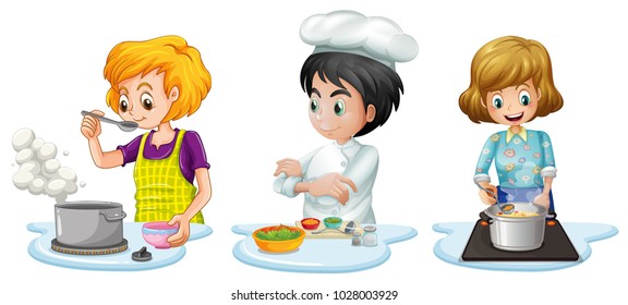 Chefs and cook in the kitchen