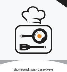 chef's cooking tools logo design template, chef logo design inspiration
