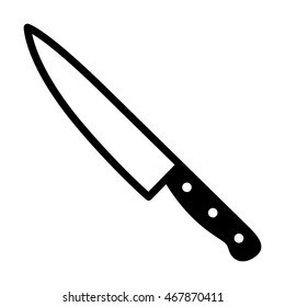 Chef's or cook's kitchen knife flat vector icon for apps and websites