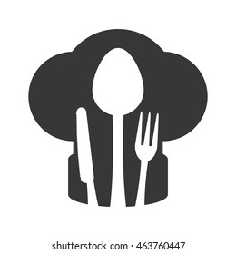 Chefs cutlery hat kitchen restaurant icon. Isolated and flat illustration. Vector graphic