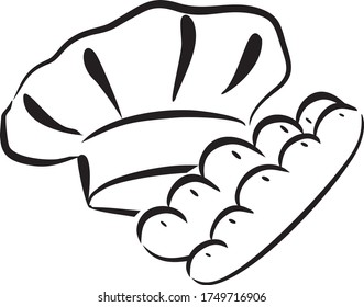 Chef's hat and buns are perfect for a cake shop. Icon Vector Ilustration. Logo Template.