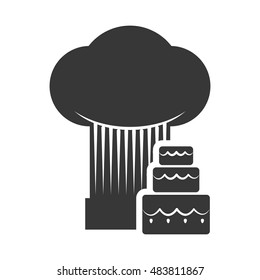 chefs hat and cake icon. Bakery food and shop theme. Isolated design. Vector illustration