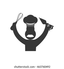 Chefs hat chef pictogram silhouette icon. Isolated and flat illustration. Vector graphic