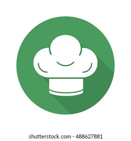 Chef's hat flat design long shadow icon. Toque. Vector silhouette symbol