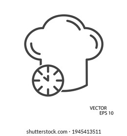 chef's hat flat icon. Pictogram for web. Line stroke. Isolated on white background. Vector eps10