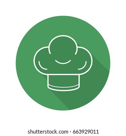 Chef's hat flat linear long shadow icon. Toque. Vector outline symbol