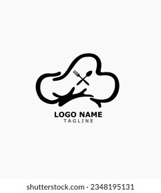 Chefs hat, fork and spone, icon vector image