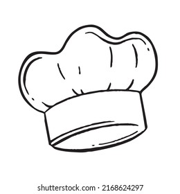 The chefs hat is hand-drawn. Restaurants cooking doodle. Vector 