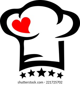 Chef`s hat, heart, star, Cooking with love!