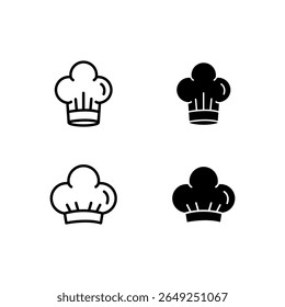 Chef's hat icon. Cook hat vector set. 