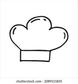 The chef's hat icon. Doodle style. The chef's cap uses a simple linear element symbol for templates, web design, and infographics. Hat symbol stock vector illustration.