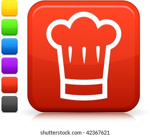 Chef's Hat icon on square internet button  Six color options included.