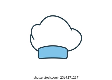 Chef's Hat Icon. Icon related to kitchen tool. Suitable for web site design, app, user interfaces. Flat line icon style. Simple vector design editable