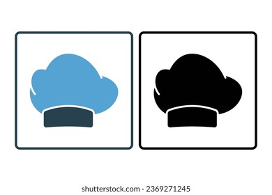 Chef's Hat Icon. Icon related to kitchen tool. Suitable for web site design, app, user interfaces. Solid icon style. Simple vector design editable