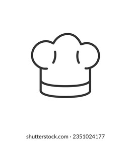Chef's hat line icon with editable stroke. Outline symbol. Vector illustration isolated on white background.