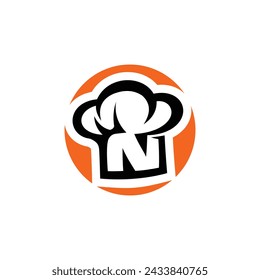 A chef's hat logo with letter N concept	