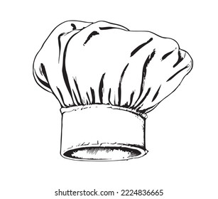 Chef's hat logo sketch hand drawn in doodle style .Vector illustration