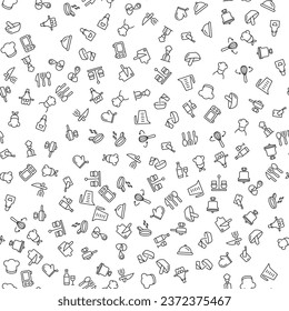 Sombrero de chefs, horno de microondas, Mitten, patrón de sal y Pepper Seamless. Adecuado para sitios web, aplicaciones, postales, diseño